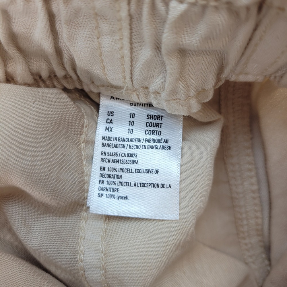 American Eagle Cargo Joggers Womens 10 Short Tan Paperbag Waist Lyocell Utility - Picture 5 of 10